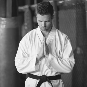 Karate student bowing